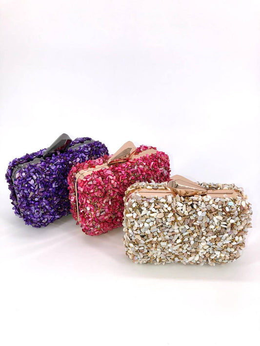 Crystal Clutch Bag, Exquisite Handmade Natural Stone Crystal Clutch Bag for Special Occasions, Weddings, Evening Events, Fashionable Outings